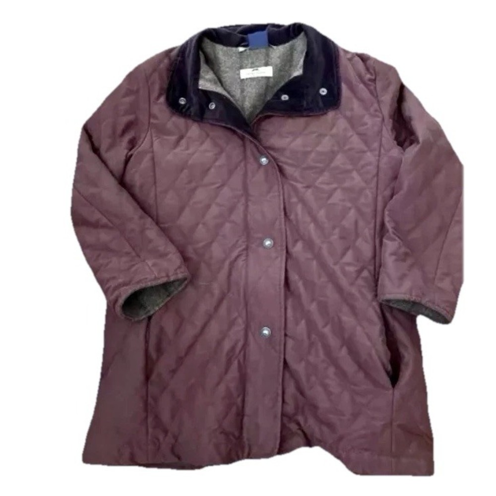 Y2k Vintage Grannycore Henry‎ Coat Sz M Lambs Wool maroon quilted Whimsigoth